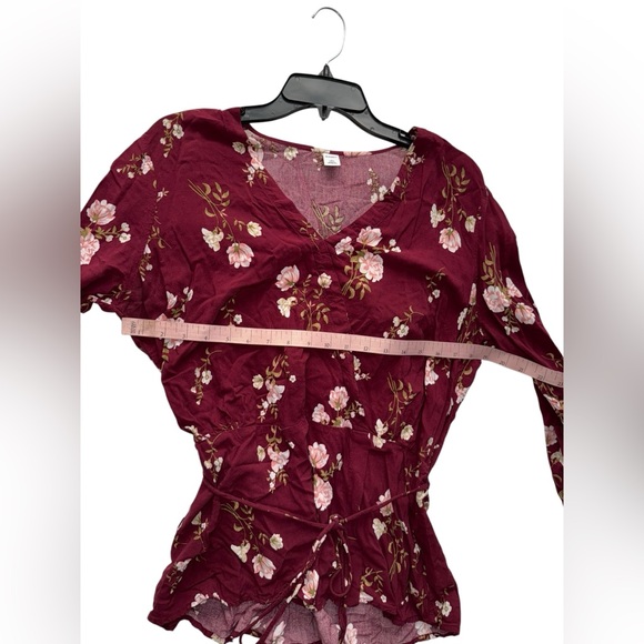 Old Navy Burgundy Floral Blouse Size Large Tall - Picture 4 of 7